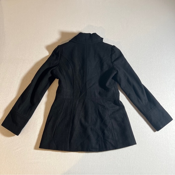 Guess Wool Blend Vintage Style Pea Coat with Puff Sleeves in Black, Size Medium - Picture 5 of 9